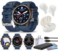 Garmin quatix 8 Pro 47mm, Ultimate Nautical Smartwatch with inReach Satellite Technology and LTE Connectivity, AMOLED Display Bundle with Charger and Wireless Earbuds