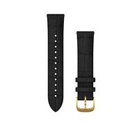 Garmin Quick Release Bands (20 mm) - Black Embossed Leather Band with 24K Gold PVD Hardware