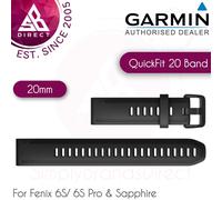 Garmin Quickfit bracelet, 20mm, silicone, black, suitable for Fenix 5S/6S/7S series, Instinct 2S series, Descent Mk2S, D2 Delta S, simply click in and out, can be changed without tools
