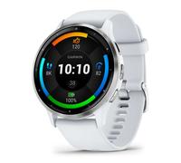 Garmin Venu 3 AMOLED GPS Smartwatch with All-day Health Monitoring and Voice Functionality, Silver stainless steel bezel with whitestone case and silicone band, New