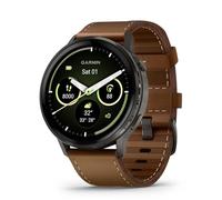 Garmin Venu® 4, 45mm, Advanced Health and Fitness GPS Smartwatch, Bright and Colorful Display, Built-in Flashlight, 12 Days of Battery Life, Slate with Black Silicone Band/Brown Leather Band