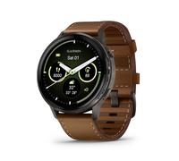 Garmin Venu 4 Multi-Colour 45mm Display Black Bezel Dark Brown Leather Strap Watch