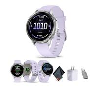 Garmin Venu 4 Smartwatch AMOLED 41mm (Silver/Periwinkle) Fitness Bundle | 1.2" AMOLED Touchscreen | Sleep Coaching & HRV Status | USB Charger and Adapter Bundle
