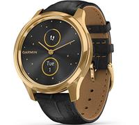 Garmin Vívomove® Luxe 24K Gold PVD Case with Black Embossed Italian Leather Band 010-02241-02
