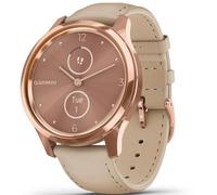 Garmin vivomove Luxe, Hybrid Smartwatch with Real Watch Hands and Hidden Color Touchscreen Displays, Rose Gold with Light Sand Leather Band