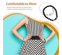 Garneck 1 Pair Beaded Yin Yang Bracelets for Couples Adjustable Woven Cord Friendship Bracelet Set Handmade Black and White Taiji Bagua Design for Relationship