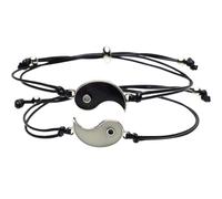 Garneck 1 Pair Couples Bracelets for Him and Her Featuring Yin Yang Charm, Made of Alloy and Thread Rope, Symbolizing Comfort and Encouragement, for Occasion or Gift for Friends or Family