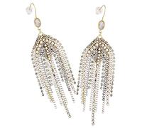 Garneck 1 Pair Long Pearl Dangle Earrings for Women Elegant Chandelier Statement Jewelry for Weddings Birthdays Special Occasions Boho Style Fashion Accessories