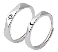 Garneck 1 Pair Sun and Moon Matching Rings for Couples Unique Engagement Rings for Him and Her Symbol of Love Daily Wear Lovers