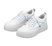 Garneck 1 Pair Thick Sole Women Sneakers Casual White Sneakers for Women Fashionable PU Flat for Everyday Wear Comfortable Easy to Clean Design