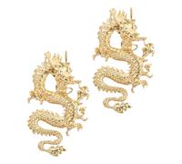 Garneck 1 Pair Vintage Dragon Earrings for Women Chinese Style Ear Jewelry Tone Carved Dragon Design Ear Studs Elegant Retro Accessories for 2024