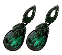Garneck 1 Pair Vintage Green Dangle Earrings Bohemian Elegant Rhinestone Jewelry for Women Lightweight Comfortable for Daily Wear for Weddings Special Occasions