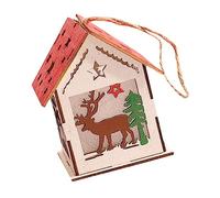 Garneck 1 Pc Wooden Christmas Glow Log House Miniature Xmas Village Pendant Luminous Wood House Christmas Tree Decor Lighted Dollhouse Night Light Desktop Ornament