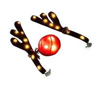 Garneck 1 Set Christmas Antlers Car Kit with LED Lights Reindeer Horns Decoration for Vehicles Easy to Install Remove Festive Xmas Car Accessories for Holiday Cheer