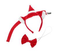 Garneck 1 Set Christmas Cat Ears Headband with Santa Hat Bow Tie Tail Plush Dress Up Accessory for Adults for Holiday Parties Festive Cosplay Gatherings
