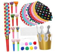 Garneck 1 Set Colorful Cone Party Hats Vibrant Birthday Hats Paper Crowns Fun Blowouts for Festive Celebrations Premium Quality Party Decorations for Any Occasion