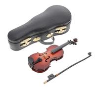Garneck 1 Set Miniature Violin Adornment Wood Violin Ornament with Bow Case Decorative Photo Prop for Desktop Display for Home Decor and Musical Collections