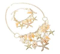 Garneck 1 Set Ocean Theme Jewelry Conch and Star Necklace Charm Bracelet for Women Elegant Beach Style Accessories for Friends Family