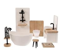 Garneck 1 Set of Dollhouse Miniature Bathroom Accessories, 8pcs Dollhouse Furniture Set, Assorted Colors, Wood and Plastic, 1:12 Scale