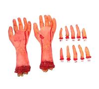 Garneck 1 Set Severed Fake Hands and Fingers Halloween Props Bloody Body Parts Decorations for Haunted Houses Stage Performances and April Fool Day Realistic and Material