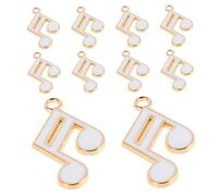 Garneck 10 Pcs White Enamel Zinc Alloy Musical Note Charms Pendants for DIY Jewelry Making Music Symbol Accessories for Bracelets Earrings Keychains Stylish Craft Supplies