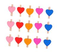 Garneck 100 Pcs Mini Wooden Heart Clothespins Portable Photo Clips Pegs for Cards Snack Bags Memos Versatile Decorative Clips for Home and Office Use Random Color