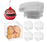 Garneck 100Pcs PVC Small Square Treat Boxes 6X6X6Cm, Mini Candy Favor Containers for Wedding, Birthday Shower Sweets Storage
