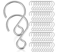 Garneck 100pcs Stainless Steel S Hooks for Hanging Planters Cups Towels Kitchen Bathroom Utility Organizer Space-Saving Metal Hooks with Anti-Slip Design