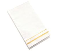 Garneck 100pcs White Disposable Guest Napkins with Gold Foil Trim - Absorbent Hand Towels for Weddings, Parties, Engagements, and Holiday Dinner Events