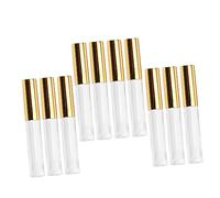 Garneck 10pcs 10ml Lip Gloss Tubes Empty Circular Plastic Containers with Electroplated Golden Caps for Female Diy Lipstick Subpackaging and Travel Use