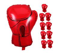 Garneck 10Pcs Boxing Gloves Balloons Red Aluminum Foil Sport Birthday Decorations Wrestling Party Supplies Gym Celebration Multievent Compatible