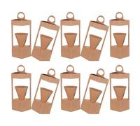 Garneck 10pcs Hand-held Paper Flower Basket Dried Flowers Display Box Folding Floral Arrangement Holder for Weddings and Parties