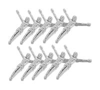 Garneck 10pcs Jesus Figurine Crosses Metal Crucifix Pendants for DIY Jewelry Making Wall Hanging Decor Spiritual Crafts and Religious Accessories