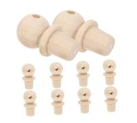 Garneck 10pcs Large Wooden Cork Stoppers for Bottles Reusable Finials Natural Wood Bottle Tops for Crafting and Sealing