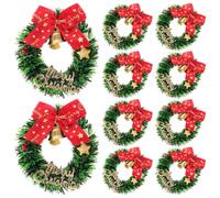 Garneck 10pcs Mini Christmas Wreath Ornaments Decorative Miniature Garland for Xmas Tree Wrapping Home Decor Festive Holiday Accessories