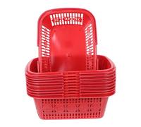 Garneck 10Pcs Plastic Strawberry Basket Square Berry Storage Containers with Sturdy Handle Cutout Design Efficient Drainage Lightweight 1Kg for Gardening Activities and Living Room