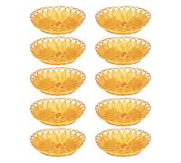 Garneck 10pcs Round Imitation Rattan Bread Baskets Lightweight Woven Fruit and Vegetable Serving Trays with Hollow Design for Kitchen Table Display and Christmas Centerpiece