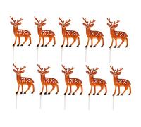 Garneck 10pcs Sika Deer Cake Insert Reindeer Mini Decor Christmas Decorations Fondant Christmas Cake Toppers Birthday Party Supplies Xmas Fruitcakes