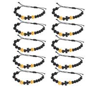 Garneck 10pcs Wooden Cross Bracelets for Men and Women Sports Beaded Wristbands with Baseball and Softball Design Athlete Spiritual Jewelry for Party Favors and Athletic Style