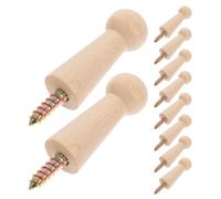 Garneck 10pcs Wooden Screw-in Peg Hooks for Wall, Rustic Wooden Shaker Hangers 18x50mm with Screws M4, Coat Hat Towel Robe Hooks for Bedroom Kitchen Bathroom Storage