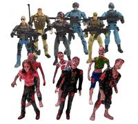 Garneck 12Pcs Action Figures Set - 10Cm Special Forces Soldier Models and 9.6Cm Zombie Dolls with Articulated Joints - Plastic Combat Miniatures for Play and Party Prank Random Style