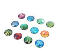 Garneck 12Pcs Christmas Glass Refrigerator Magnets 25Mm Magnetic Deer Design Fridge Magnets Set for Holiday Kitchen Decoration