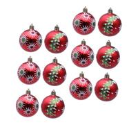 Garneck 12pcs Christmas Hanging Ball Ornaments Red Shatterproof Plastic Baubles Lightweight Xmas Tree Decorations with Secure Loops for Holiday Party Home Office Commercial Use