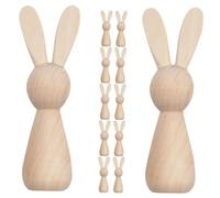 Garneck 12pcs DIY Blank Wood Rabbit Peg Dolls for Painting Unfinished Wooden Easter Bunny Figures Smooth Polished Craft Decorations Creative Easter Ornament for Home