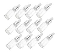 Garneck 12Pcs Glass Dropper Bottles with Silver Ring and White Head Portable Travel Dropper Bottles for Essential Oils Perfume Cosmetics DIY Blends Leak-resistant and Easy Dosage Control