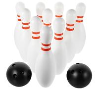 Garneck 12pcs Large Bowling Play with White Pins and Random Color Balls Outdoor Indoor Sports for Childrens Educational and Family Interaction Games Random Color