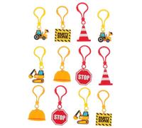 Garneck 12pcs Mini Construction Keychains for Lightweight Plastic Building Keychain Secure Car Key Rings Engineering Theme Party Favors for Birthday and Accessories