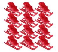Garneck 12pcs Mini Plastic Santa Sleigh Ornaments Christmas Tree Decorations for DIY Holiday Table Centerpieces Fireplace Mantle Decor Charming Design for Xmas Cheer