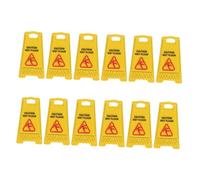 Garneck 12pcs Miniature Dollhouse Wet Floor Warning Signs Compact Lightweight Realistic Caution Slippery Floor Safety for Pretend Play and Role Playing in Kitchens Bathrooms