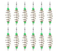 Garneck 12pcs Olive Shaped Fishing Bait Cage Spring Feeder with Luminous Beads, Carbon Steel Stable Bait Holder for Carp Fishing, Suitable for Freshwater and Saltwater Angling